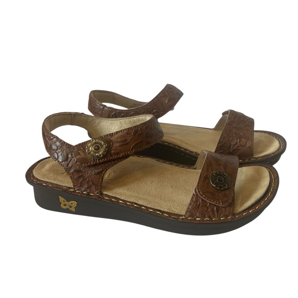 Alegria Judie Loretta Brown Leather Comfort Sandals Size 37 EU